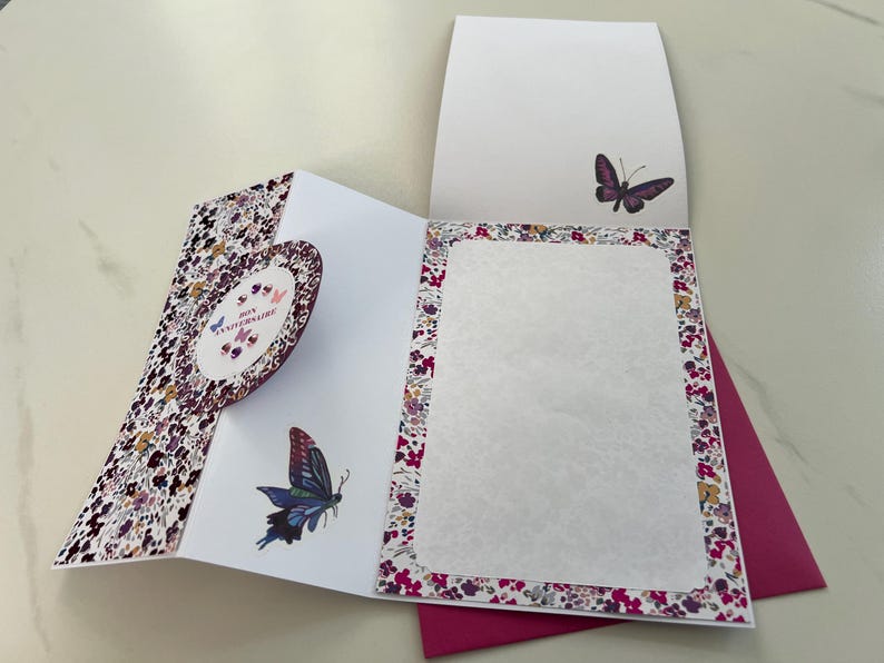 Carte de vœux, Carte Anniversaire, Carte pour femme, Carte pour jeune fille, Carte Papillons, Carte fleurs, Printemps, Carte originale image 5