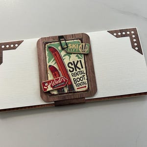 Carte de vœux, Carte Cadeau, Carte Ski, Pochette, Porte bon d'achats, Porte billets, Carte pour homme, Carte fête des pères, Anniversaire