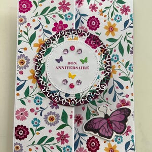 Carte de vœux, Carte Anniversaire, Carte pour femme, Carte pour jeune fille, Carte Papillons, Carte fleurs, Printemps, Carte originale image 2