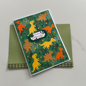 Birthday Card, Dinosaur Card, Card for boy or girl, Birthday Wishes, Blank Card, Children's Birthday, Greeting Card