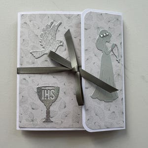 Carte Communion, Carte Pop Up, Carte cadeau, Carte avec petit sac à l'intérieur,  Porte bon d'achat, Porte billets, Carte pour Fille