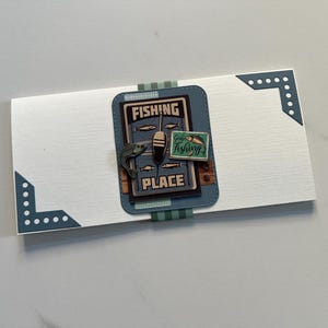 Carte de vœux, Carte Anniversaire, Carte Cadeau, Pochette, Porte bon d'achat, Porte billets, Carte pour homme, Sport, Pêche, Fête des pères