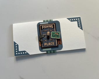 Carte de vœux, Carte Anniversaire, Carte Cadeau, Pochette, Porte bon d'achat, Porte billets, Carte pour homme, Sport, Pêche, Fête des pères