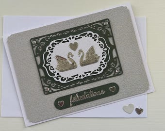 Carte Mariage, Carte de vœux, Carte Félicitations Mariage, Carte Fiançailles, Carte Noces d'Argent, Anniversaire de Mariage, Amour, Cœurs