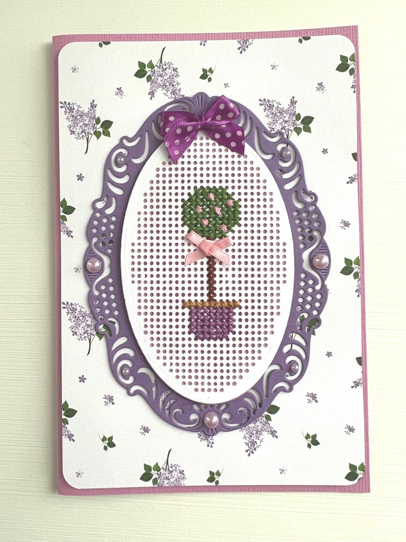 Carte anniversaire, carte brodée, carte amitié, carte remerciement, carte retraite, carte fleurs, carte pour femme, Carte fête des mères image 2