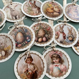Etichette pasquali, 12 etichette, etichette con nome, etichette regalo pasquali, decorazioni pasquali, etichette vintage, retrò, shabby chic