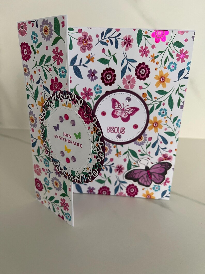 Carte de vœux, Carte Anniversaire, Carte pour femme, Carte pour jeune fille, Carte Papillons, Carte fleurs, Printemps, Carte originale image 9