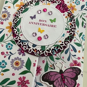 Carte de vœux, Carte Anniversaire, Carte pour femme, Carte pour jeune fille, Carte Papillons, Carte fleurs, Printemps, Carte originale image 8