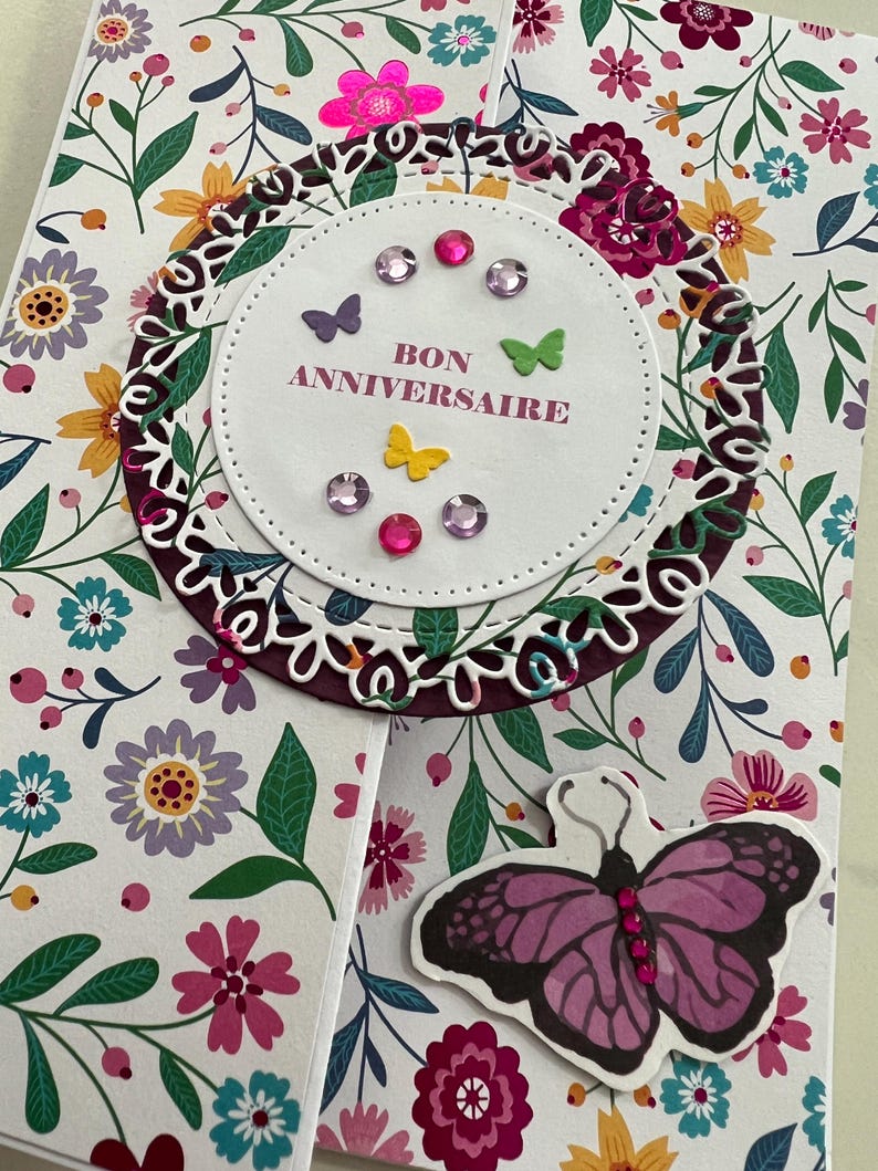 Carte de vœux, Carte Anniversaire, Carte pour femme, Carte pour jeune fille, Carte Papillons, Carte fleurs, Printemps, Carte originale image 8