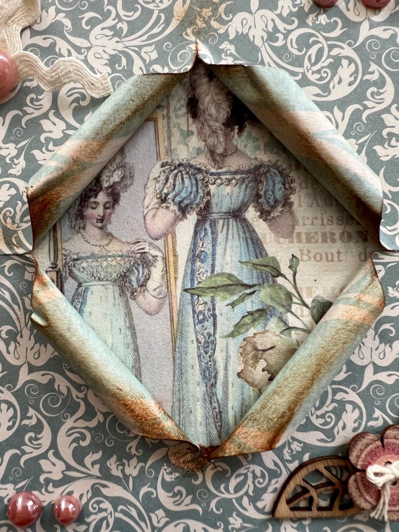 Carte de vœux , Carte toutes occasions, Carte pour femme ou fille, Carte shabby chic, Carte Rétro, Carte Originale, Anniversaire femme image 4