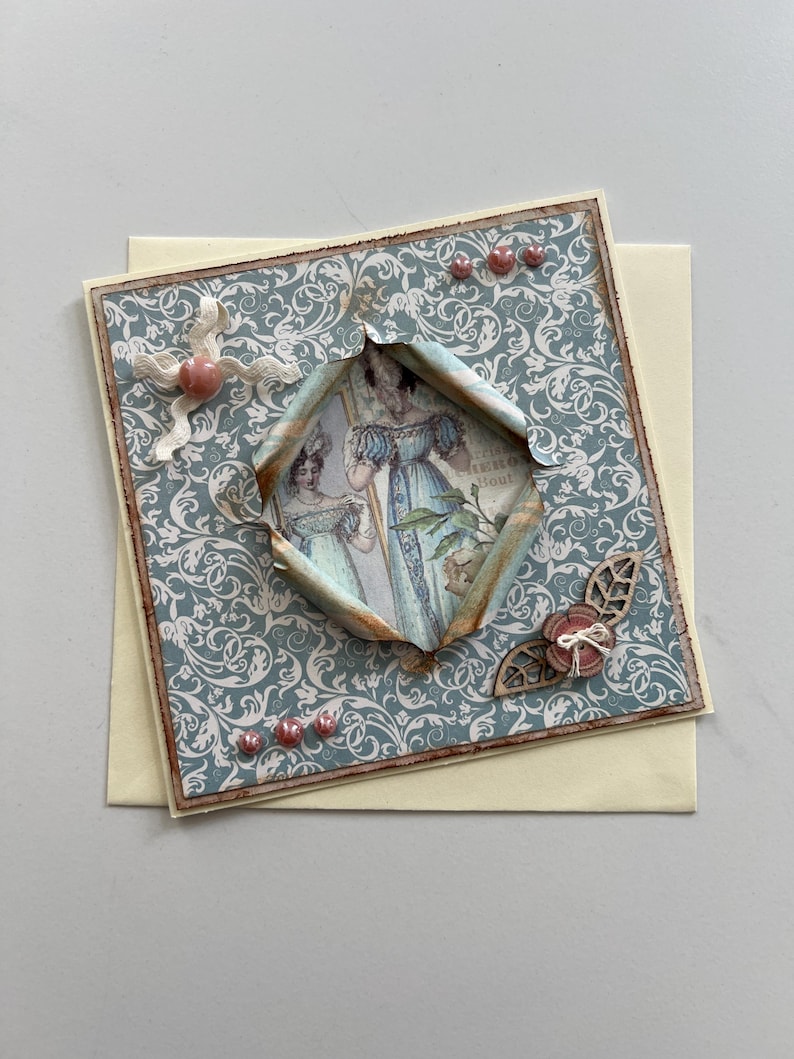 Carte de vœux , Carte toutes occasions, Carte pour femme ou fille, Carte shabby chic, Carte Rétro, Carte Originale, Anniversaire femme image 1