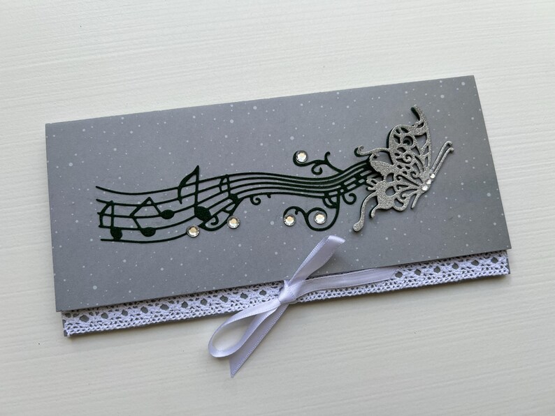 Carte de vœux, Carte Cadeau, Carte Musique, Pochette, Enveloppe Cadeau, Porte Billets, Porte bon d'achats, Anniversaire, Idée Cadeau image 1
