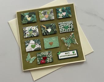 Carte Anniversaire, Joyeux Anniversaire, Carte pour fille, Carte pour femme, Cœurs, Papillons, Fête d'Anniversaire, Carte de vœux faite main