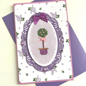 Carte anniversaire, carte brodée, carte amitié, carte remerciement, carte retraite, carte fleurs, carte pour femme, Carte fête des mères image 4