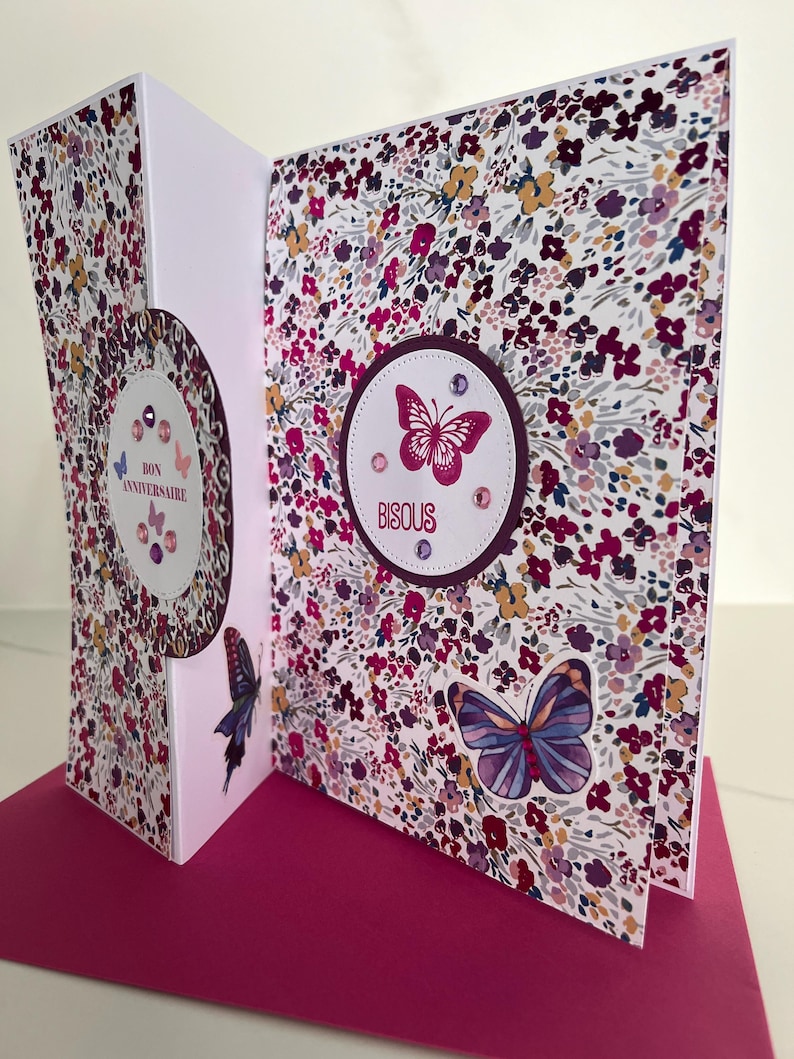 Carte de vœux, Carte Anniversaire, Carte pour femme, Carte pour jeune fille, Carte Papillons, Carte fleurs, Printemps, Carte originale image 9