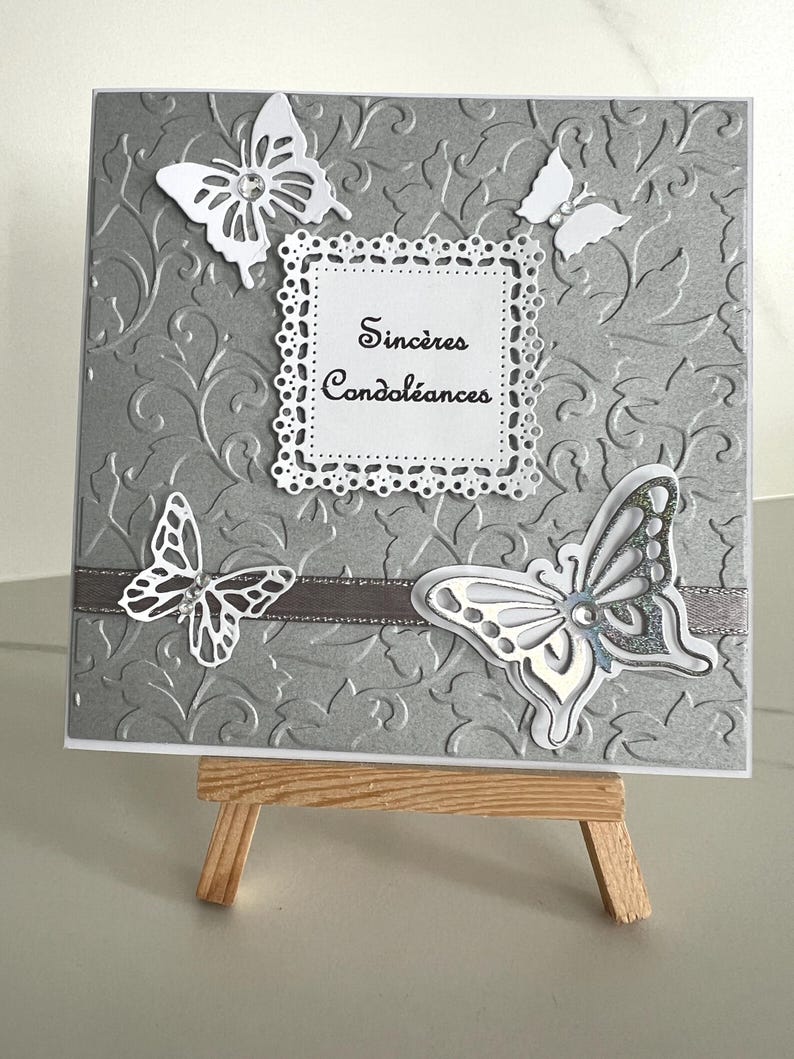 Carte Condoléances, Carte Deuil, Carte Réconfort, Carte Tristesse, Carte Crémation, Sincères Condoléances, Carte de vœux, Papillons image 10