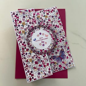 Tarjeta de felicitación, Tarjeta de cumpleaños, Tarjeta para mujer, Tarjeta para niña, Tarjeta de mariposa, Tarjeta de flores, Primavera, Tarjeta original