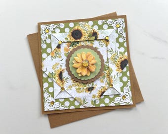 Greeting Card, All Occasion Card, Thank You Card, Birthday Card, Friendship Card, Flower Card, Card for Women, Sunflowers