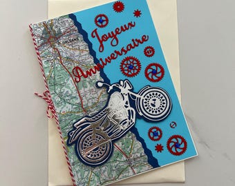 Carte Anniversaire, Carte Moto, Anniversaire Homme, Anniversaire Garçon, Carte Motarde, Moto, Vœux Anniversaire, Carte Vierge, Carte de vœux