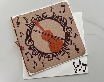 Greeting Card, Music Card, Cello Card, Birthday Card, Retirement Card, Card for Music Teacher, Violin, Blank Card