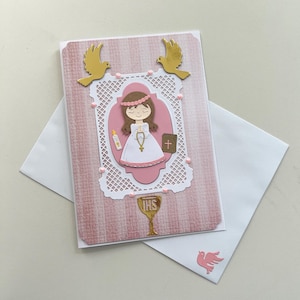 Carte de vœux, Première Communion, Carte Confirmation, Carte Religieuse, Carte Communion fille, Confirmation fille, Carte Profession de foi