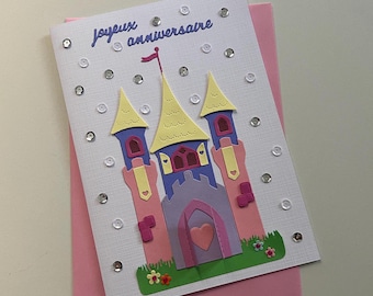 Birthday Card, Castle Card, Girl's Birthday, Princess Card, Birthday, Card for children, Gift idea, Greeting card