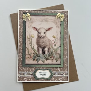 Carte pour Pâques, Carte Joyeuses Pâques, Fête de Pâques, Vœux Pâques, Carte de vœux, Carte pour femme, Carte pour fille, Printemps, Agneau