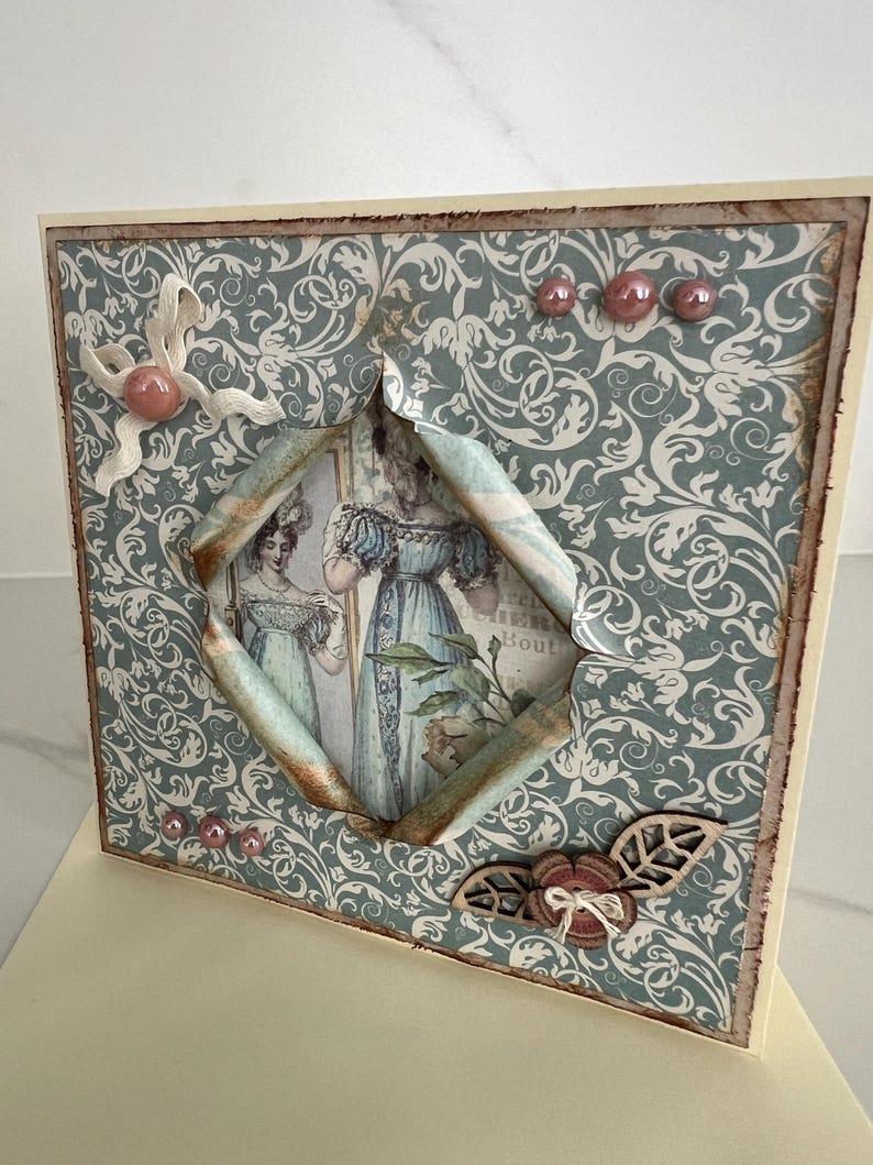 Carte de vœux , Carte toutes occasions, Carte pour femme ou fille, Carte shabby chic, Carte Rétro, Carte Originale, Anniversaire femme image 9
