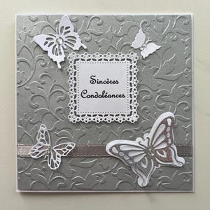 Carte Condoléances, Carte Deuil, Carte Réconfort, Carte Tristesse, Carte Crémation, Sincères Condoléances, Carte de vœux, Papillons image 6