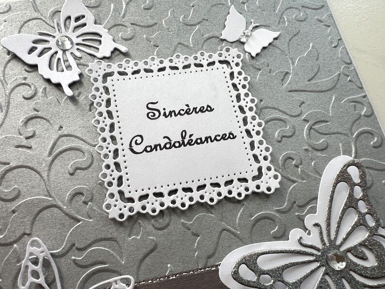 Carte Condoléances, Carte Deuil, Carte Réconfort, Carte Tristesse, Carte Crémation, Sincères Condoléances, Carte de vœux, Papillons image 7