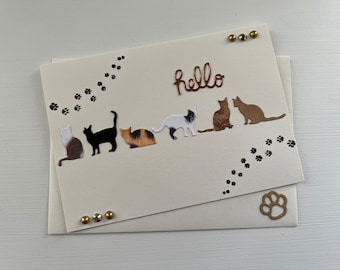 Greeting card, Cats card, friendship card, birthday card, all occasion card, pets, thank you