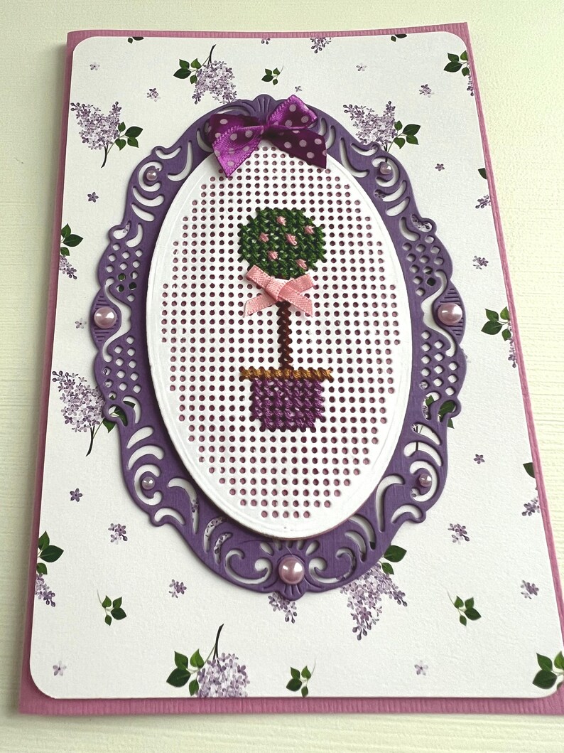 Carte anniversaire, carte brodée, carte amitié, carte remerciement, carte retraite, carte fleurs, carte pour femme, Carte fête des mères image 5