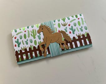 Carte de vœux, Carte cadeau, Carte Cheval, Carte Équitation, Pochette, Enveloppe cadeau, Anniversaire Fille, Anniversaire Garçon