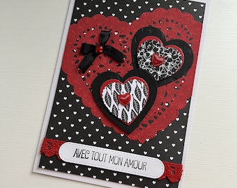 Carte de vœux, Carte Amour, Carte Cœurs, Carte Romantique, Anniversaire de Mariage, Carte Mariage, Fiançailles, Carte Amitié