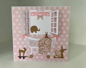 Carte Naissance Fille, Carte Baptême, Carte Baptême Fille, Carte Fille, Carte Bébé, Carte Baby Shower, Carte de vœux, Naissance