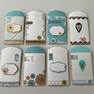 Pochettes, Ensemble 8 petites Pochettes, Emballage, Pochettes pour bijoux, Petites attentions, Carte remerciements, Enveloppes faites main