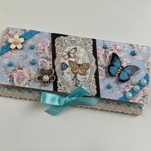 Greeting card, Gift card, Gift bag, Gift envelope, Voucher holder, Money holder, Vintage card, Butterflies card