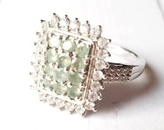 SUPER RARE Alexandrite and White Zircon Ring in Platinum over Sterling Silver - Size 7