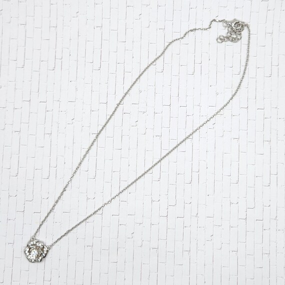 CZ Rose Necklace in Platinum over Sterling Silver… - image 2