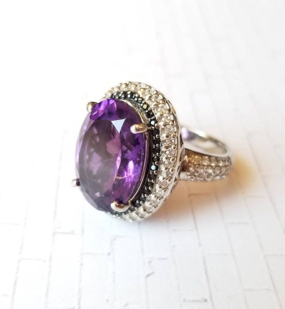 ROYAL Amethyst, Black Spinel and White Zircon Coc… - image 6