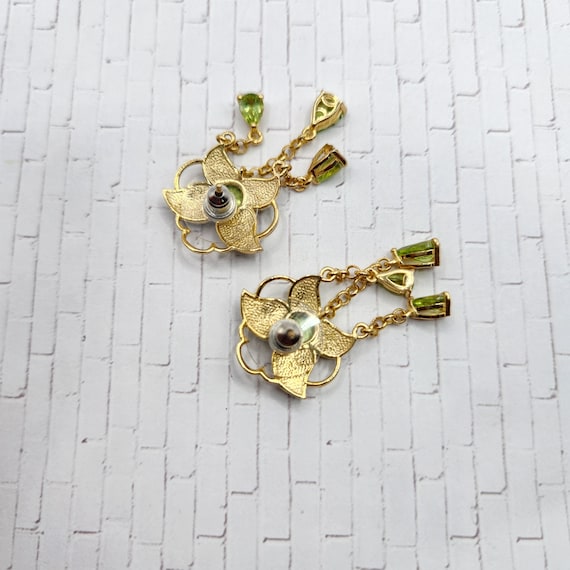 ART DECO STYLE Enamel and Peridot Drop Dangle Ear… - image 5