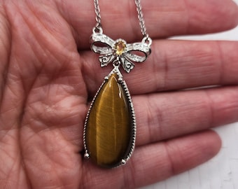 Tigers Eye and Citrine Necklace