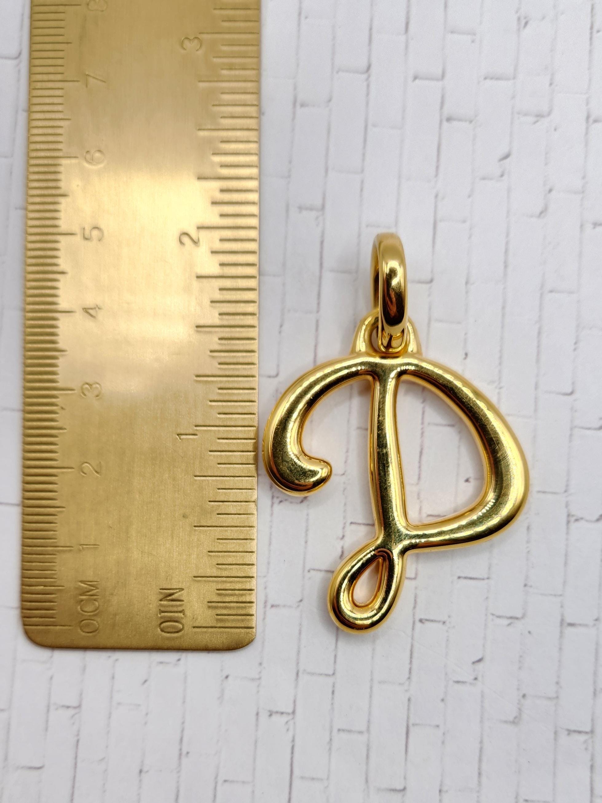 18kt Yellow Gold Electroform D Initial Pendant - VOGA Collection 