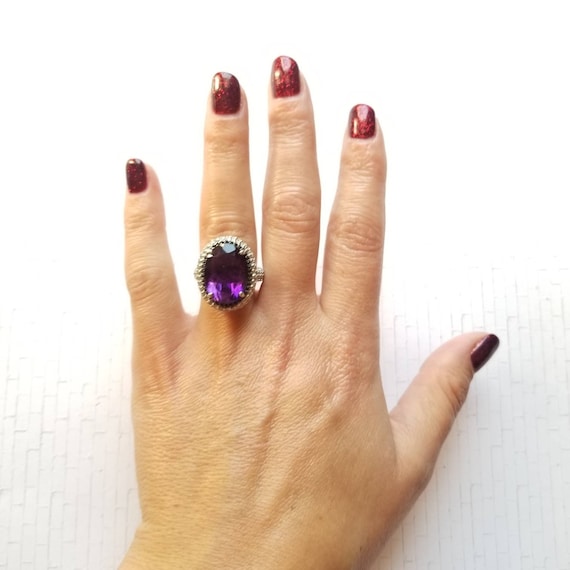 ROYAL Amethyst, Black Spinel and White Zircon Coc… - image 2