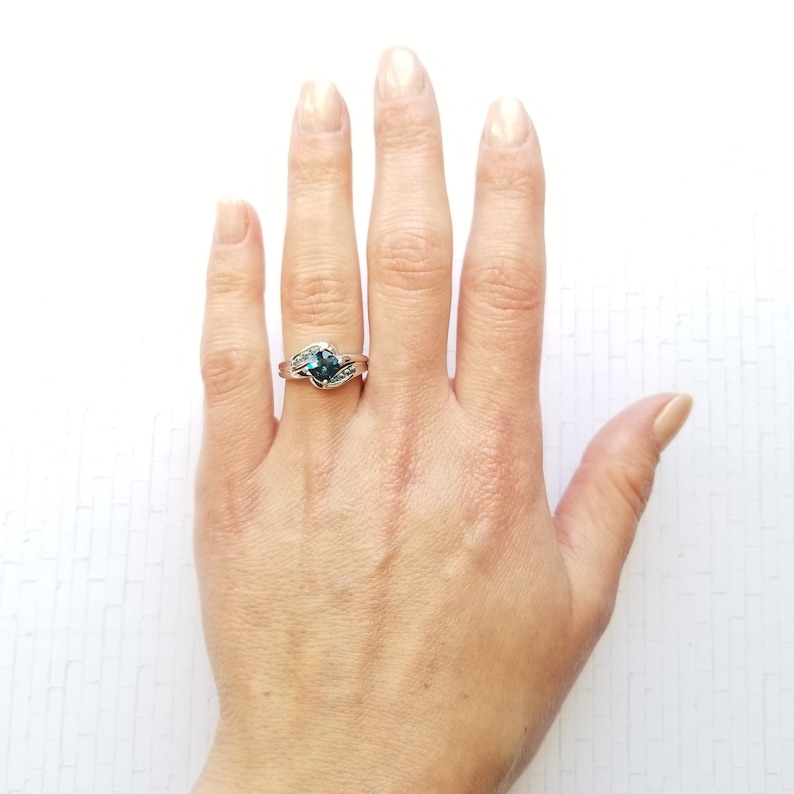 LONDON BLUE TOPAZ and Blue Topaz Ring in Rhodium Over Sterling Silver Size 7