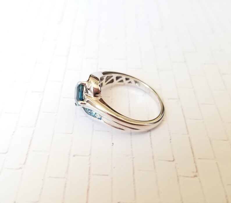 LONDON BLUE TOPAZ and Blue Topaz Ring in Rhodium Over Sterling Silver Size 7