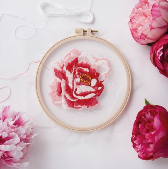 Simply Make Transparent Embroidery Kit - Peony Simply Make Transparent Embroidery Kit - Peony