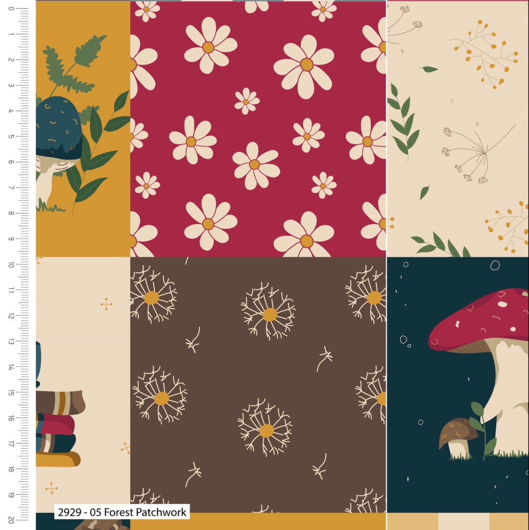 Forest Patchwork Cotton Fabric, Woodland Book Design Fabric for Sewing ...