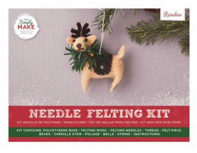Dinfoger Christmas Gift Needle Felting Kit,Wool Felt Craft Kit Set with Box for DIY Christmas Gift Elk Santa Claus Socks 