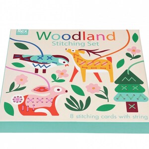 Stitching set woodland animals. Learn to stitch cardboard kit for kids. Craft kit. Great gift. Kids crafts. Threading. Sewing. Hobby. bild 2